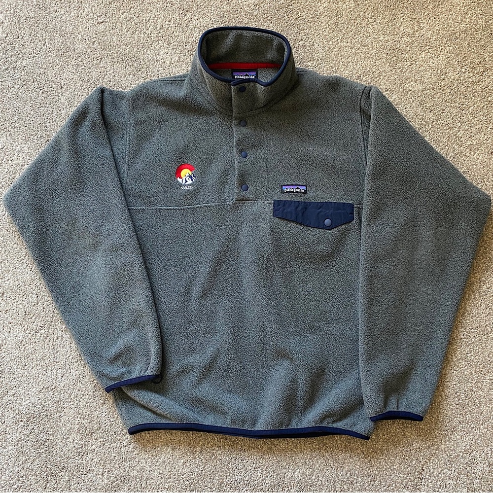 🎉Patagonia Vail Synchilla Snap-T Fleece Pullover, Men’s Size Small, Grey/…